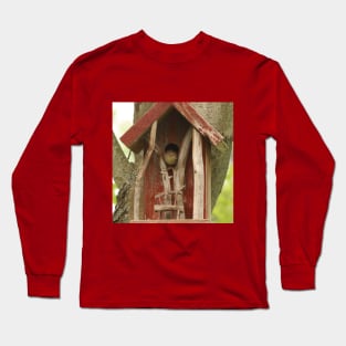 House Wren Peeking From Birdhouse Long Sleeve T-Shirt